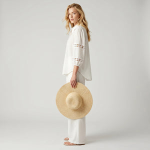 White Lace Panel Pant Set WHD0605030-S-260385