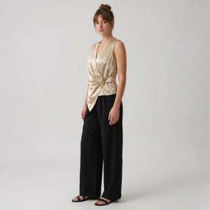 Draped Satin Cap Sleeve Top WHD0605031-S-260470