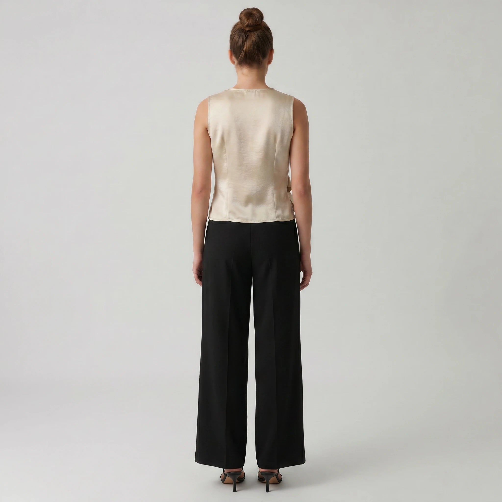 Draped Satin Cap Sleeve Top WHD0605031-S-260470