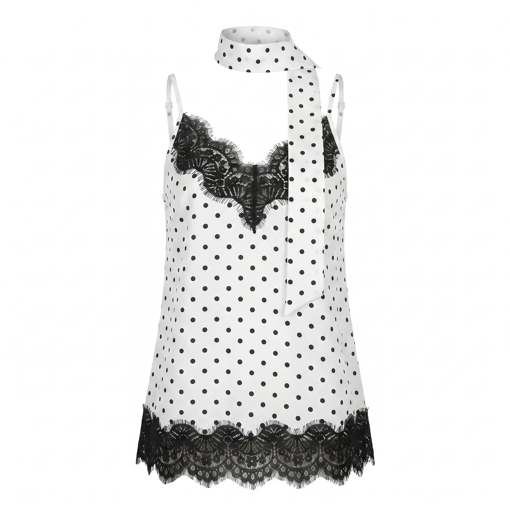 Polka Dot Lace Cami Top WHD0605032-S-260443