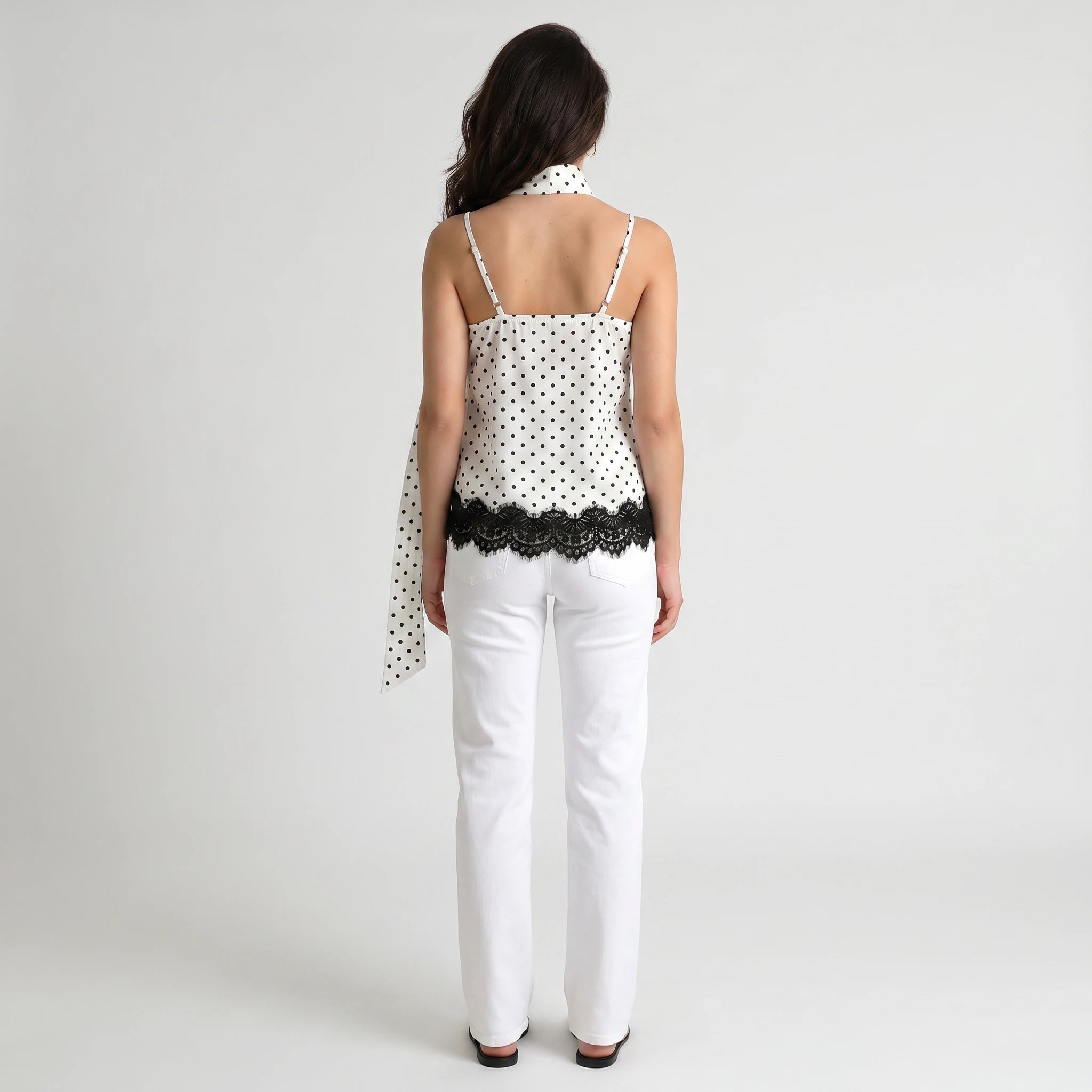 Polka Dot Lace Cami Top WHD0605032-S-260443