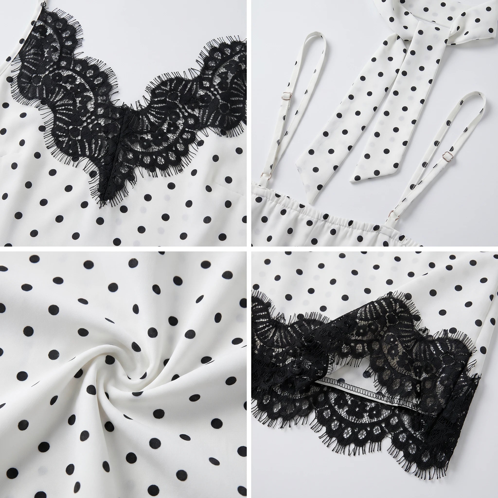 Polka Dot Lace Cami Top WHD0605032-S-260443