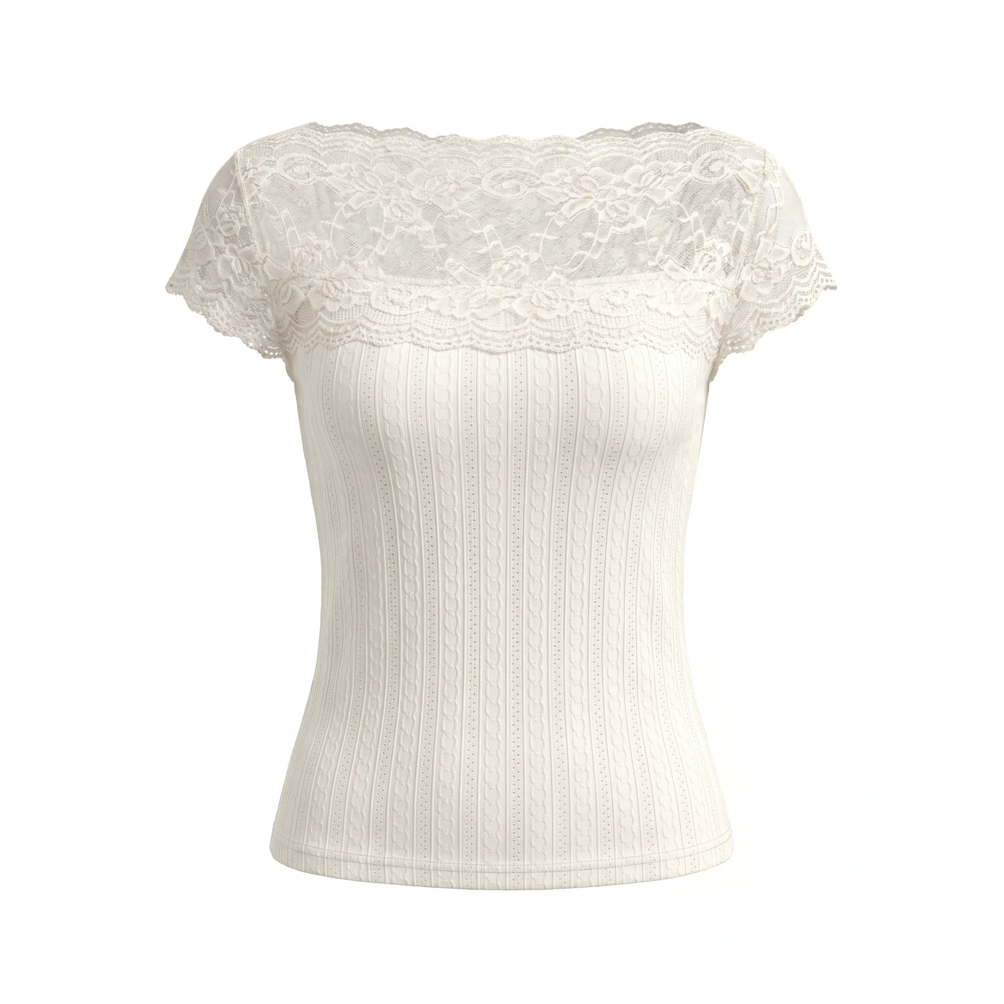 Lace Yoke Knit Top WHD0605034-S-260479
