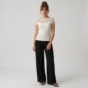 Lace Yoke Knit Top WHD0605034-S-260479