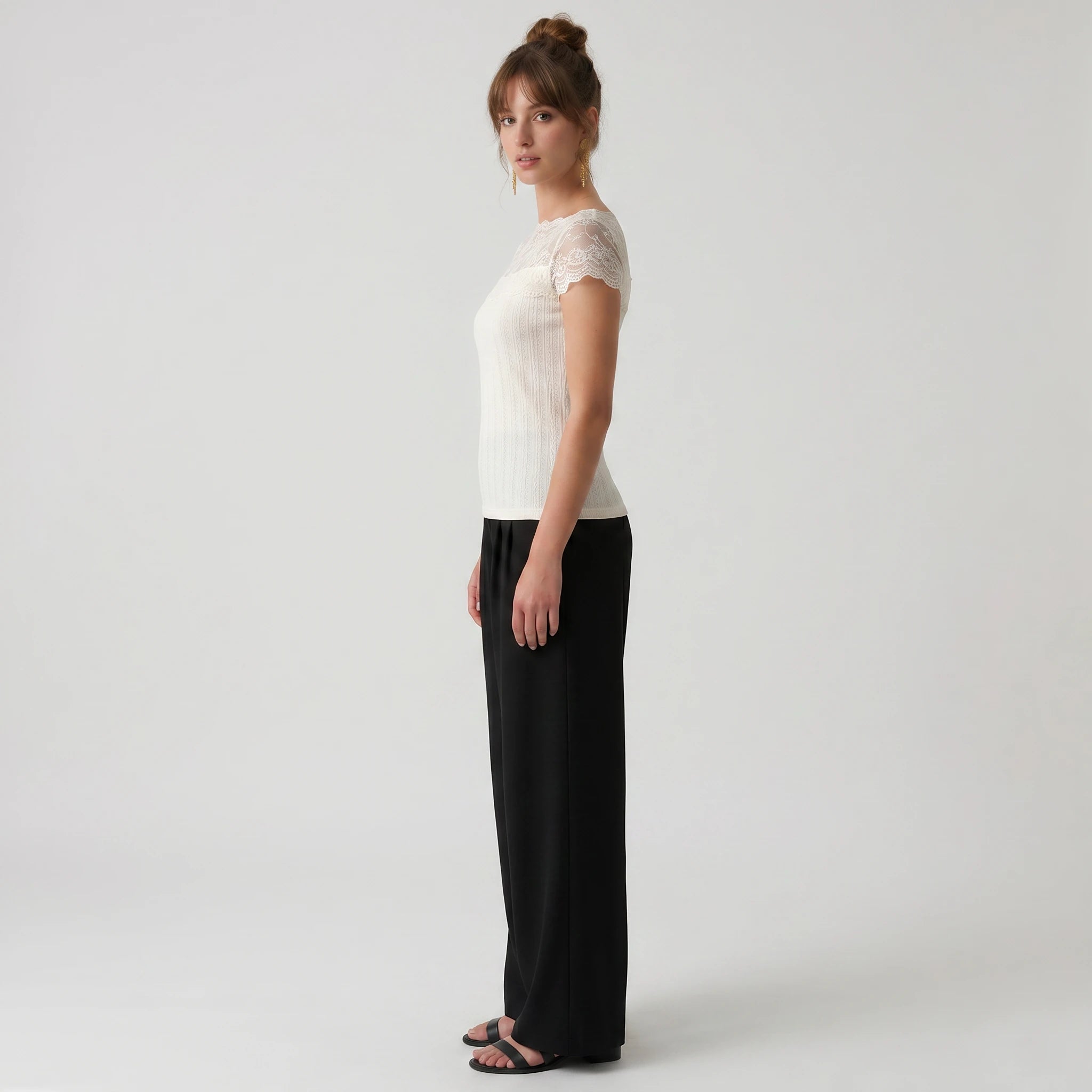 Lace Yoke Knit Top WHD0605034-S-260479