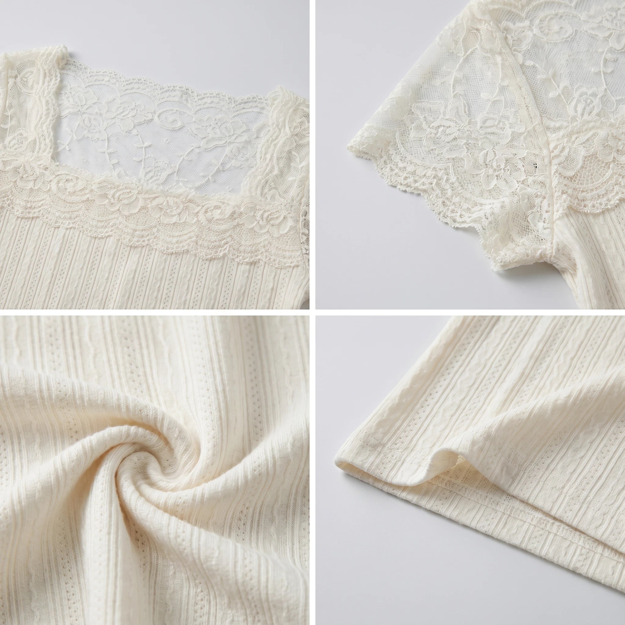 Lace Yoke Knit Top WHD0605034-S-260479