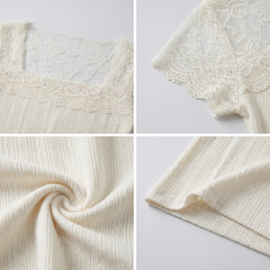 Lace Yoke Knit Top WHD0605034-S-260479