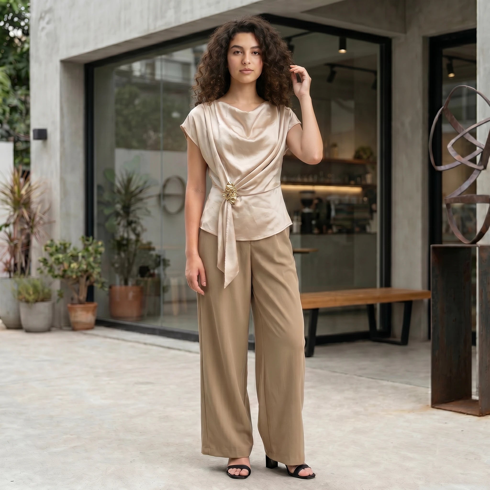 Satin Wrap Sleeveless Top WHD0605036-S-2604148