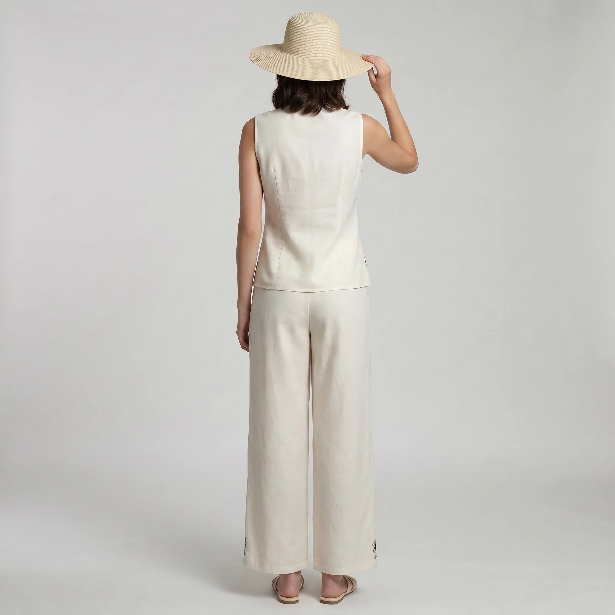 Embroidered Hem Pant Set WHD0605038-S-260472