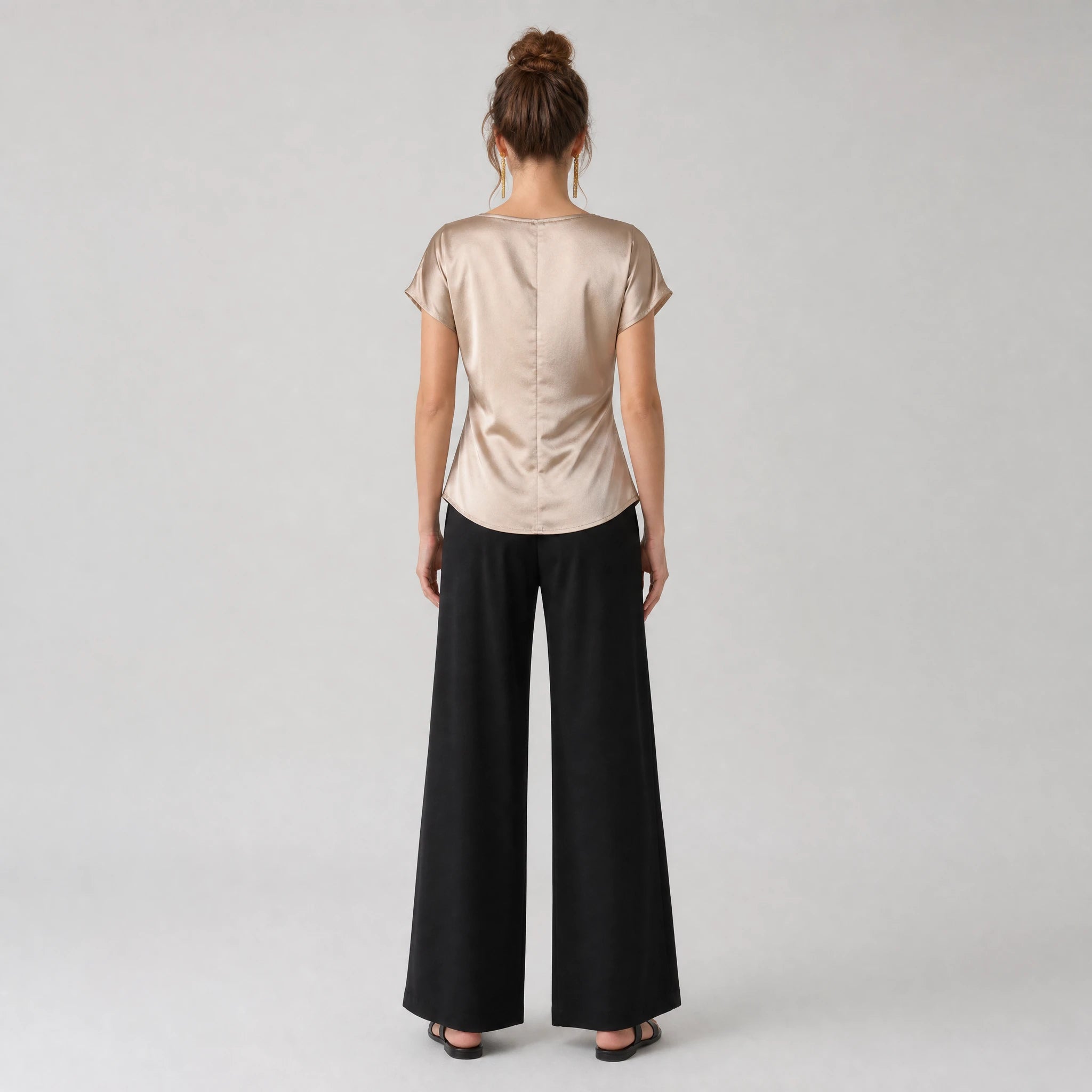 Ruched Satin Metal Accent Top WHD0605042-S-2604147