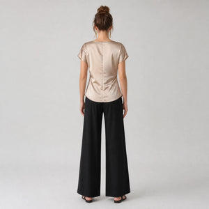 Ruched Satin Metal Accent Top WHD0605042-S-2604147