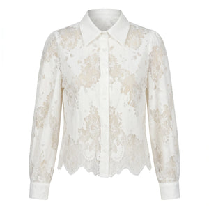 Floral Lace Button-Up Shirt WHD0605044-S-2604144