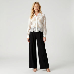 Floral Lace Button-Up Shirt WHD0605044-S-2604144