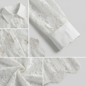 Floral Lace Button-Up Shirt WHD0605044-S-2604144
