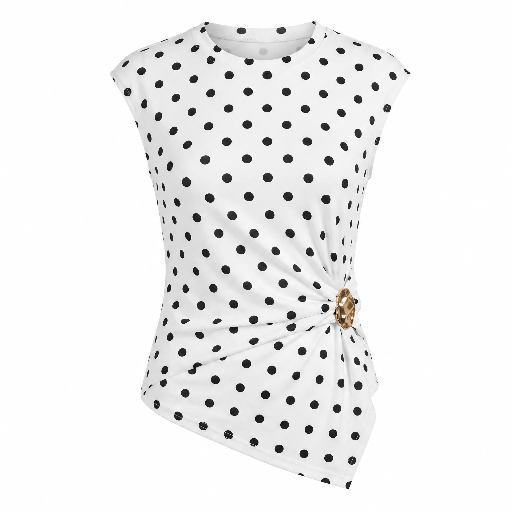 Polka Dot Ruched Top WHD0605045-S-2604150