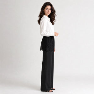 Lace Overlay Wide-Leg Pants WHD0605048-S-260422