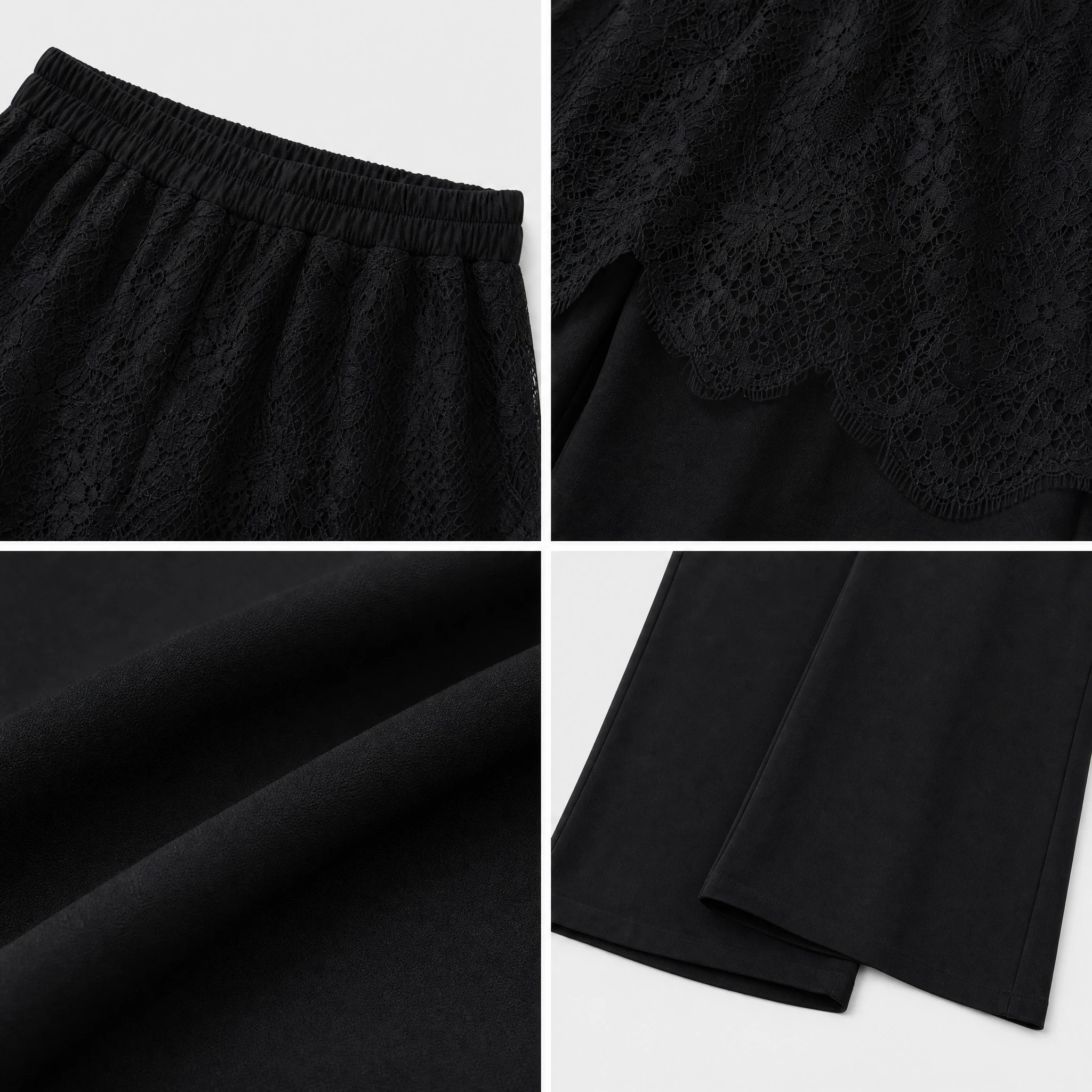 Lace Overlay Wide-Leg Pants WHD0605048-S-260422