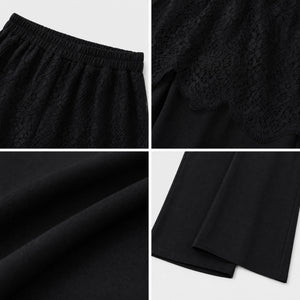 Lace Overlay Wide-Leg Pants WHD0605048-S-260422