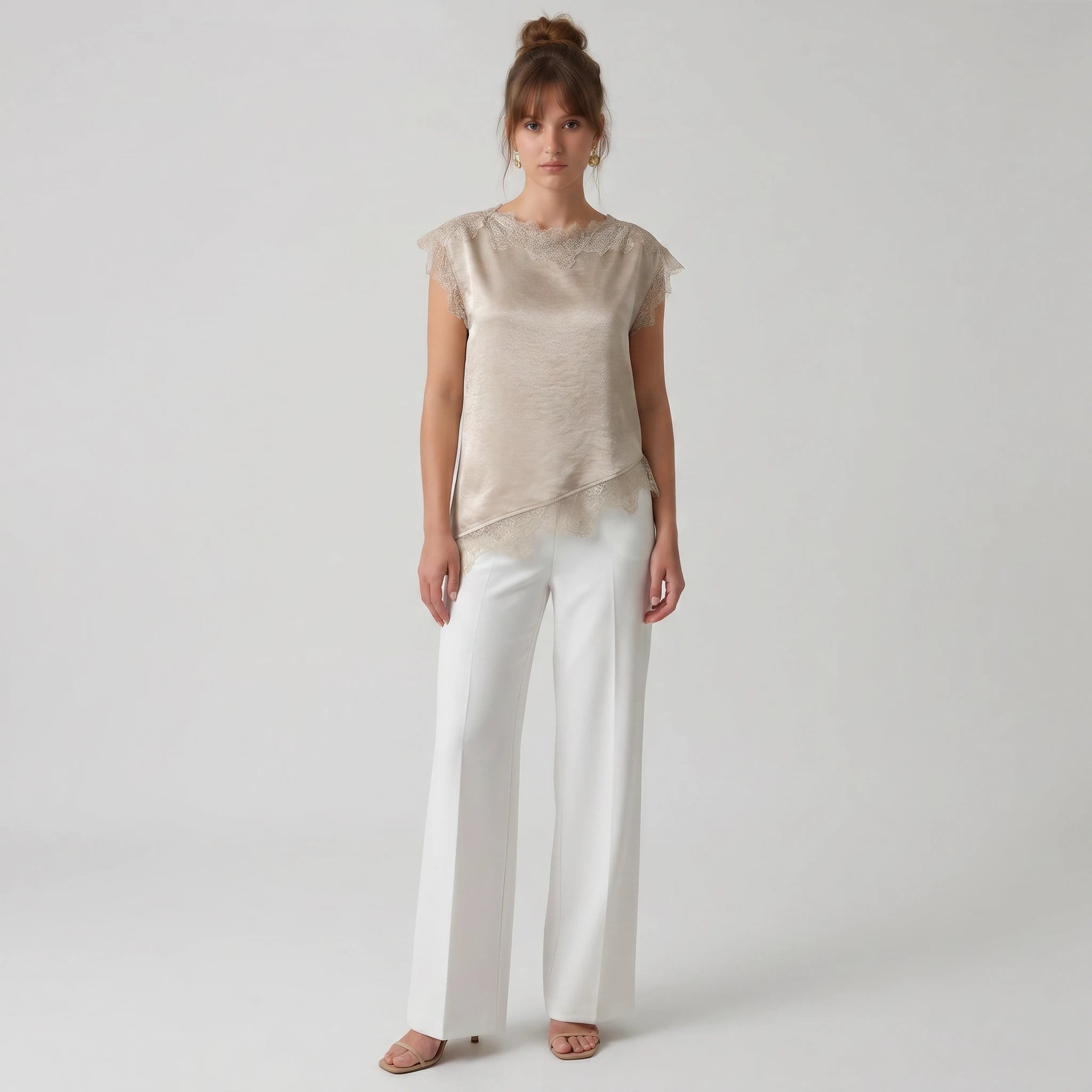 Lace Trim Satin Sleeveless Blouse WHD0605049-S-260417