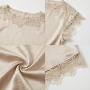Lace Trim Satin Sleeveless Blouse WHD0605049-S-260417