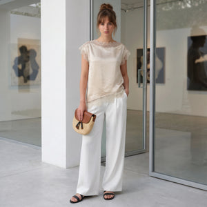 Lace Trim Satin Sleeveless Blouse WHD0605049-S-260417