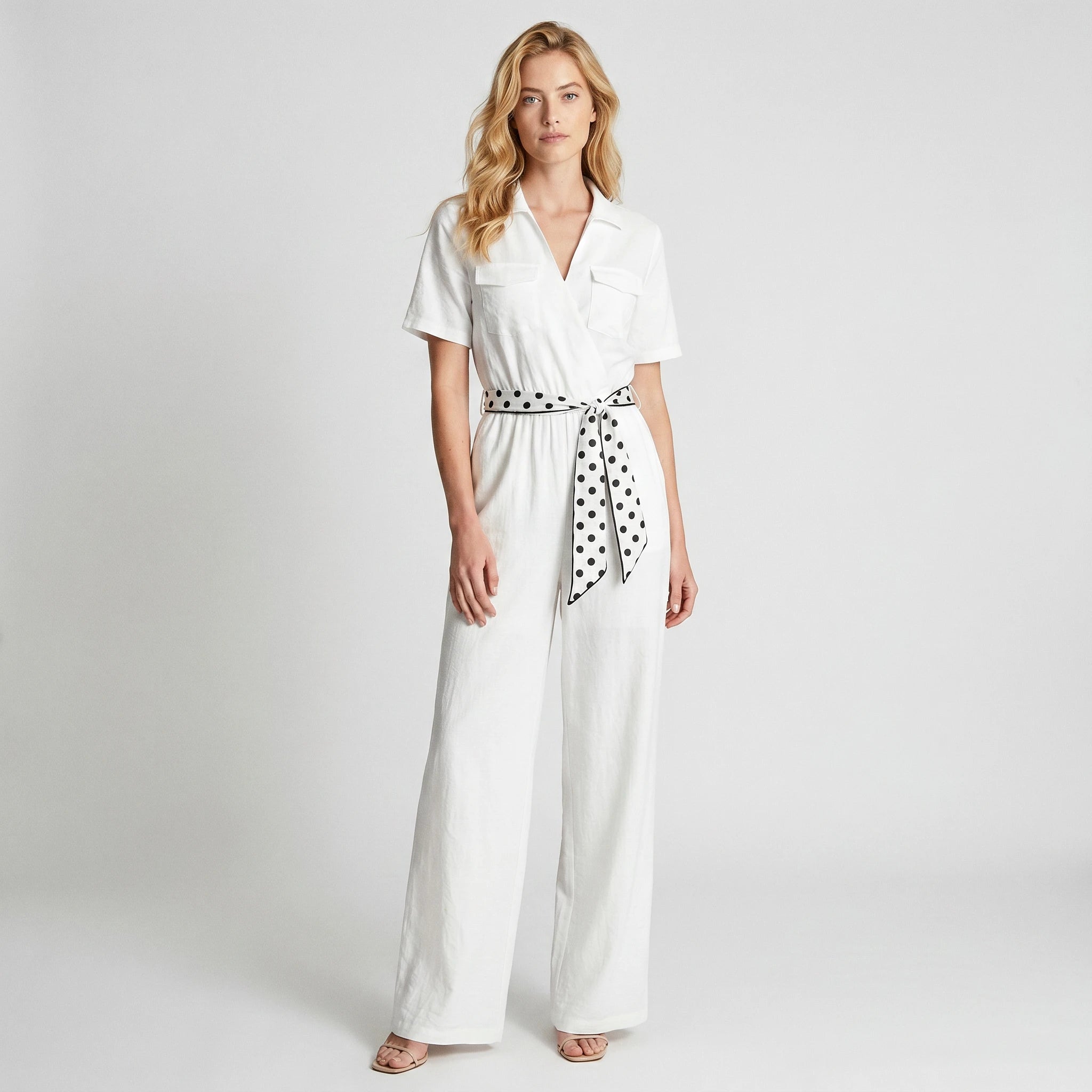 Belted Wide Leg Jumpsuit WHD0605054-S-251287