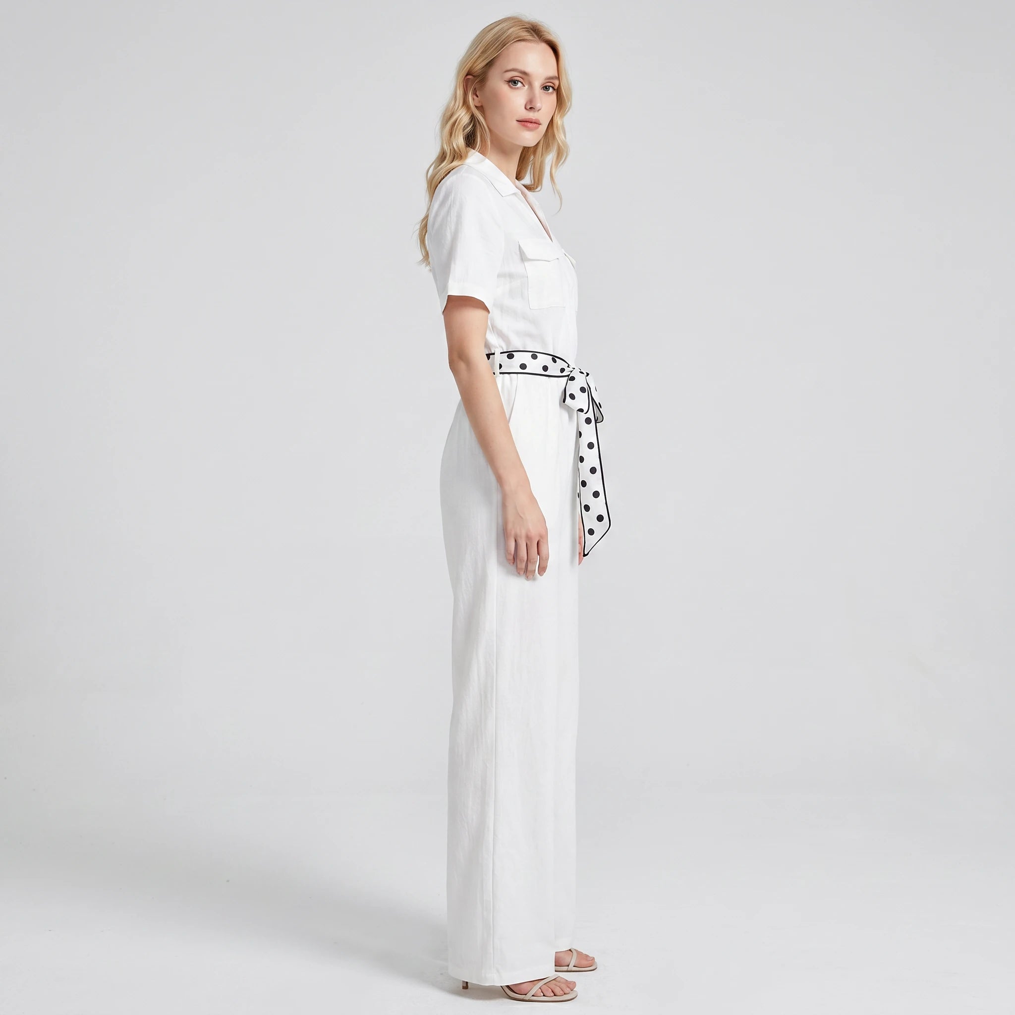 Belted Wide Leg Jumpsuit WHD0605054-S-251287