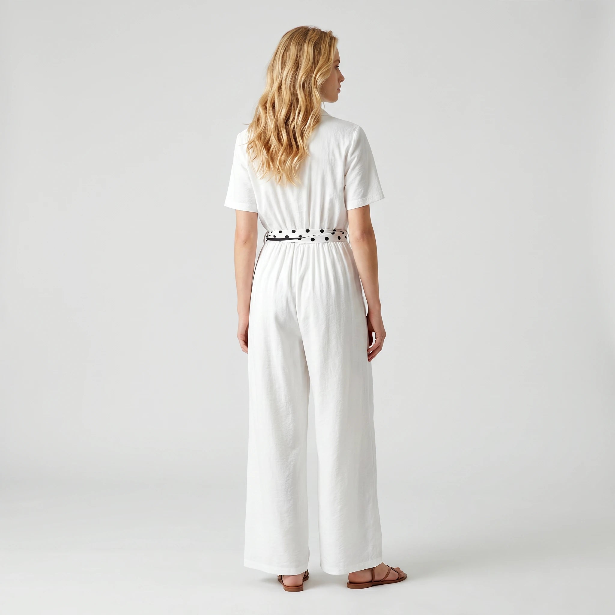 Belted Wide Leg Jumpsuit WHD0605054-S-251287