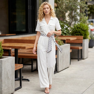 Belted Wide Leg Jumpsuit WHD0605054-S-251287