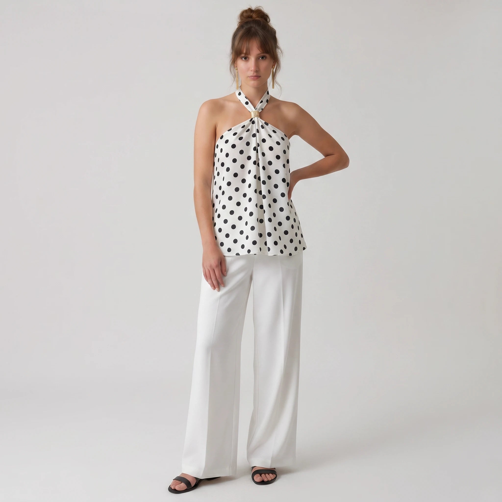 Polka Dot Halter Top WHD0605055-S-2602136