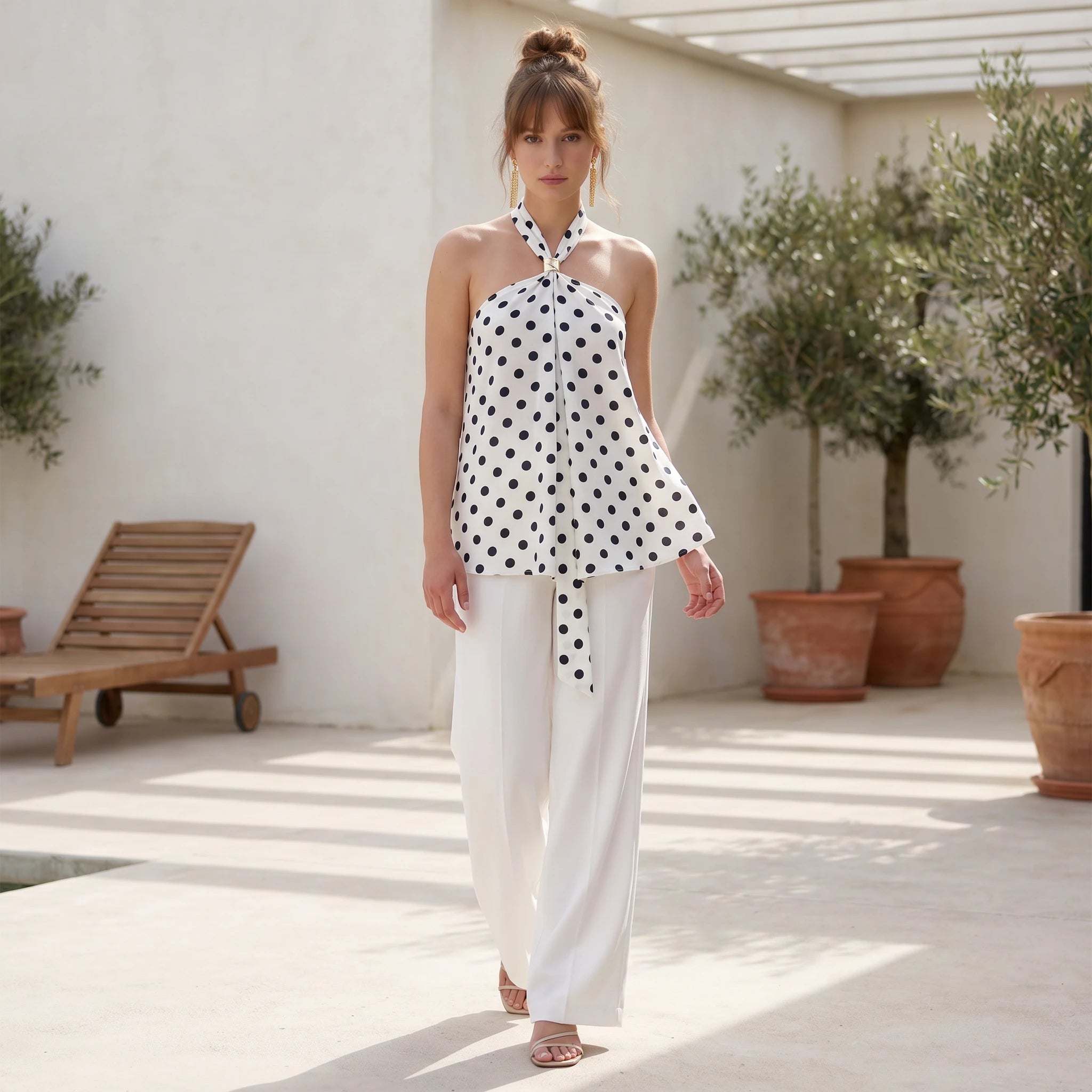 Polka Dot Halter Top WHD0605055-S-2602136