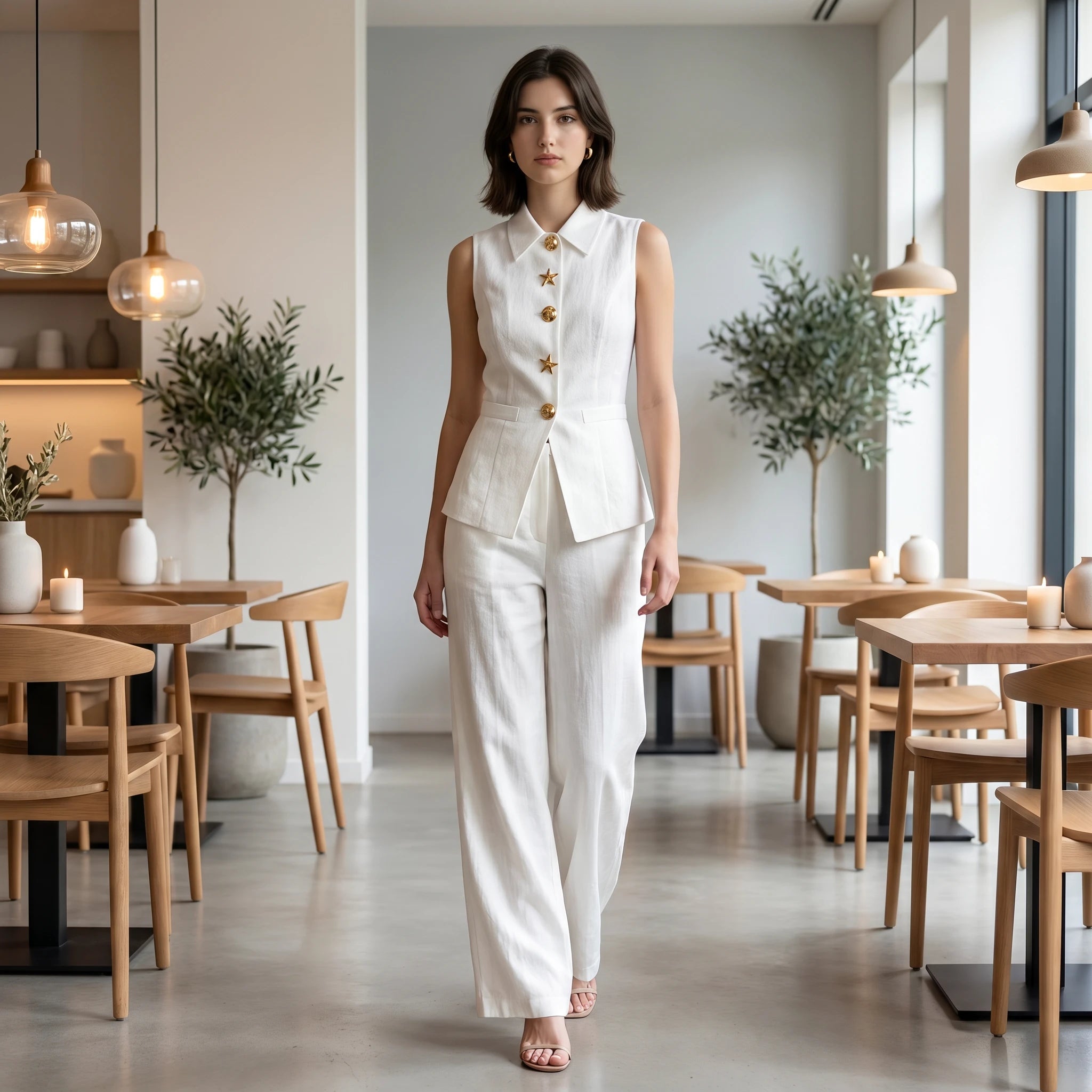 Tailored Vest Wide Leg Set WHD0605056-S-2603117