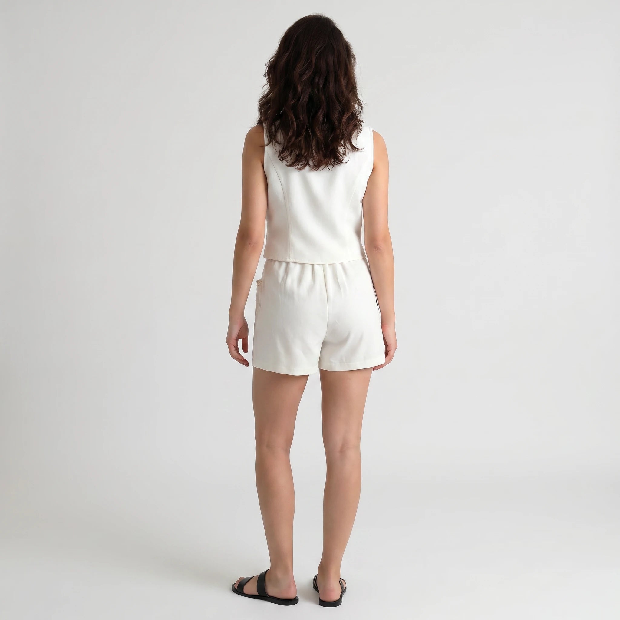 Lace & Embroidered Vest and Shorts Set WHD0605057-S-2506185