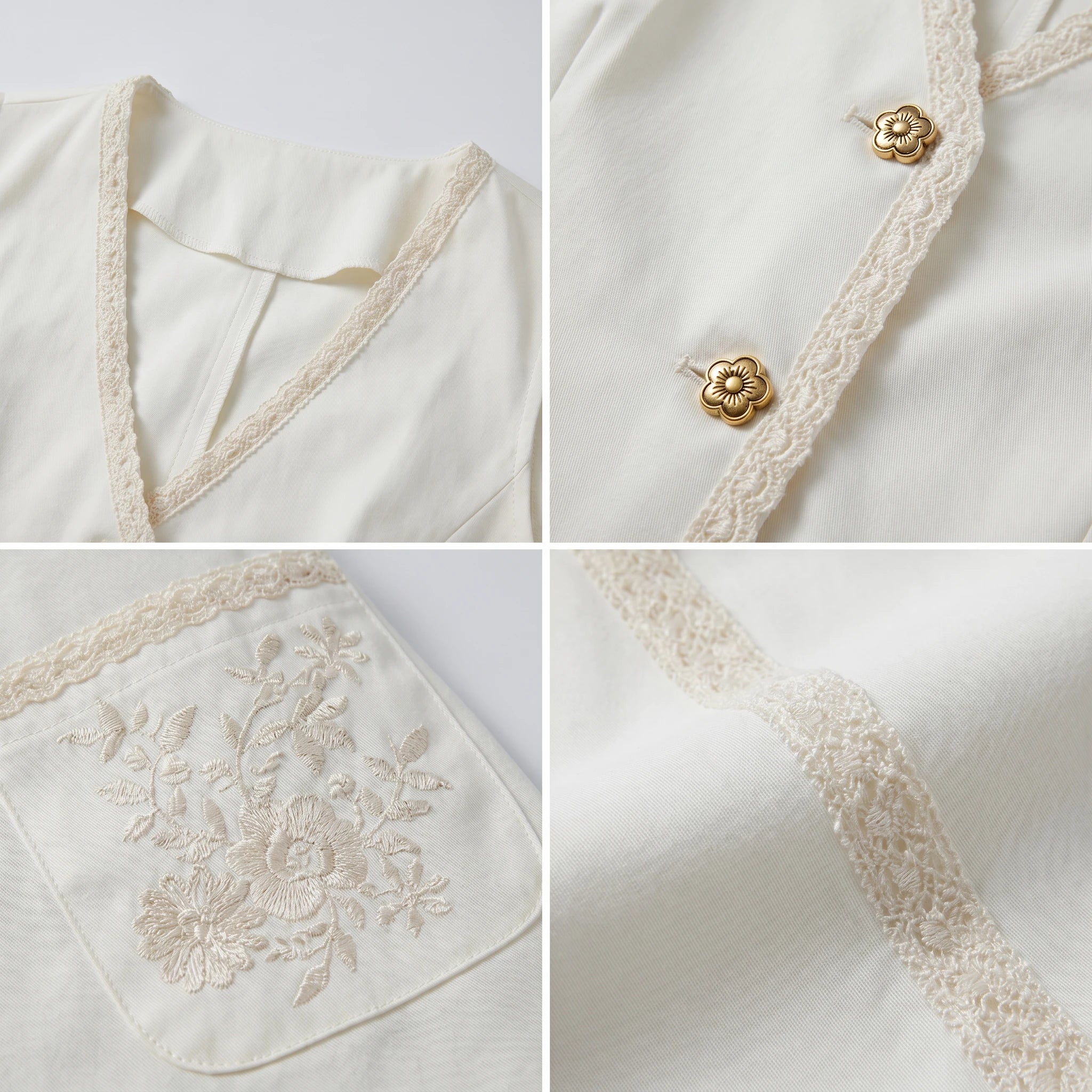 Lace & Embroidered Vest and Shorts Set WHD0605057-S-2506185