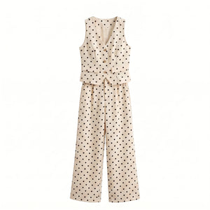 Polka Dot Vest and Wide Leg Pants Set WHD0605058-S-260402