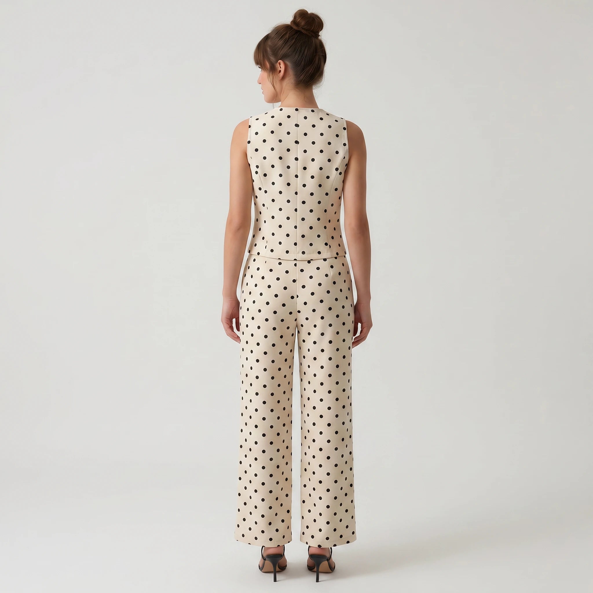 Polka Dot Vest and Wide Leg Pants Set WHD0605058-S-260402