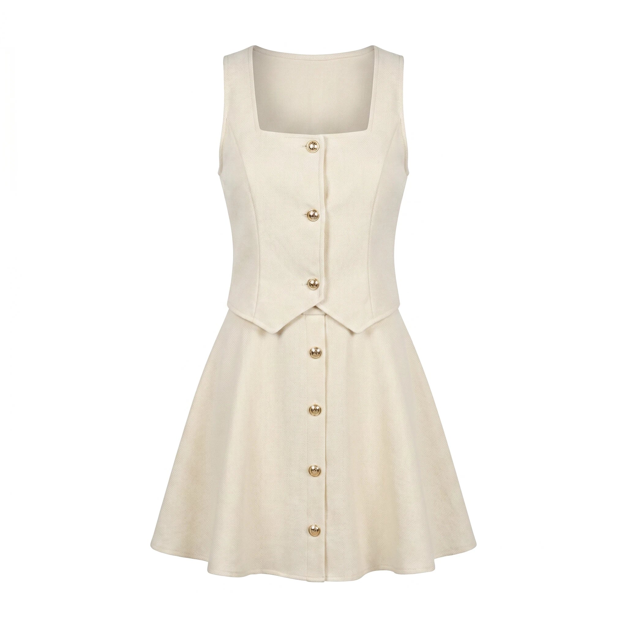 Women's Two-Piece Look Square Neck A-Line Mini Dress WHD0605060-S-251275