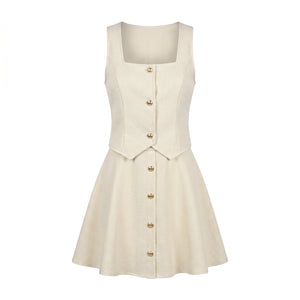 Women's Two-Piece Look Square Neck A-Line Mini Dress WHD0605060-S-251275