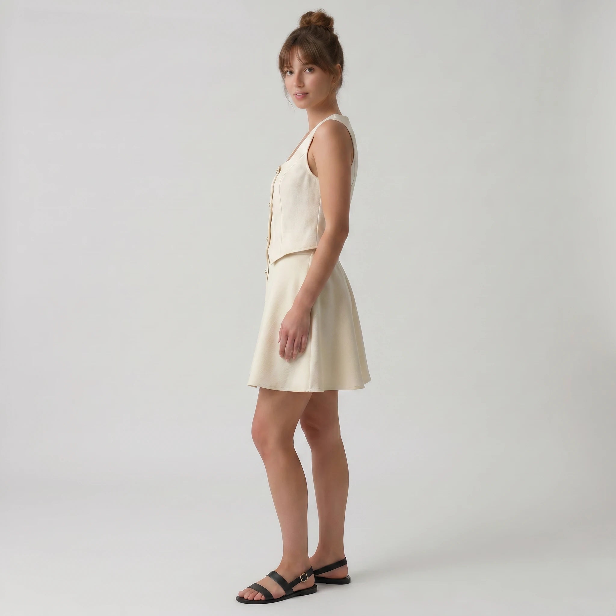 Women's Two-Piece Look Square Neck A-Line Mini Dress WHD0605060-S-251275