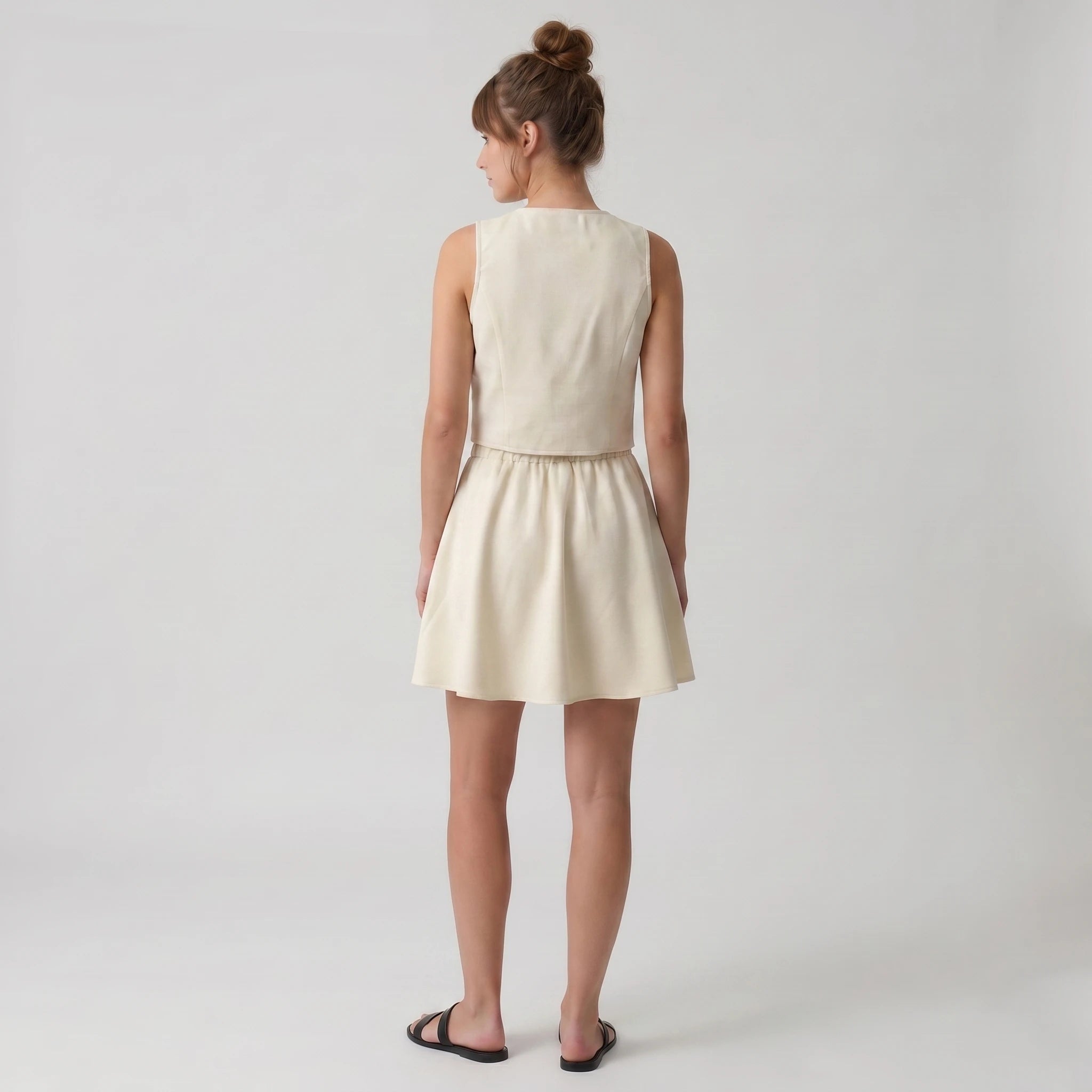 Women's Two-Piece Look Square Neck A-Line Mini Dress WHD0605060-S-251275