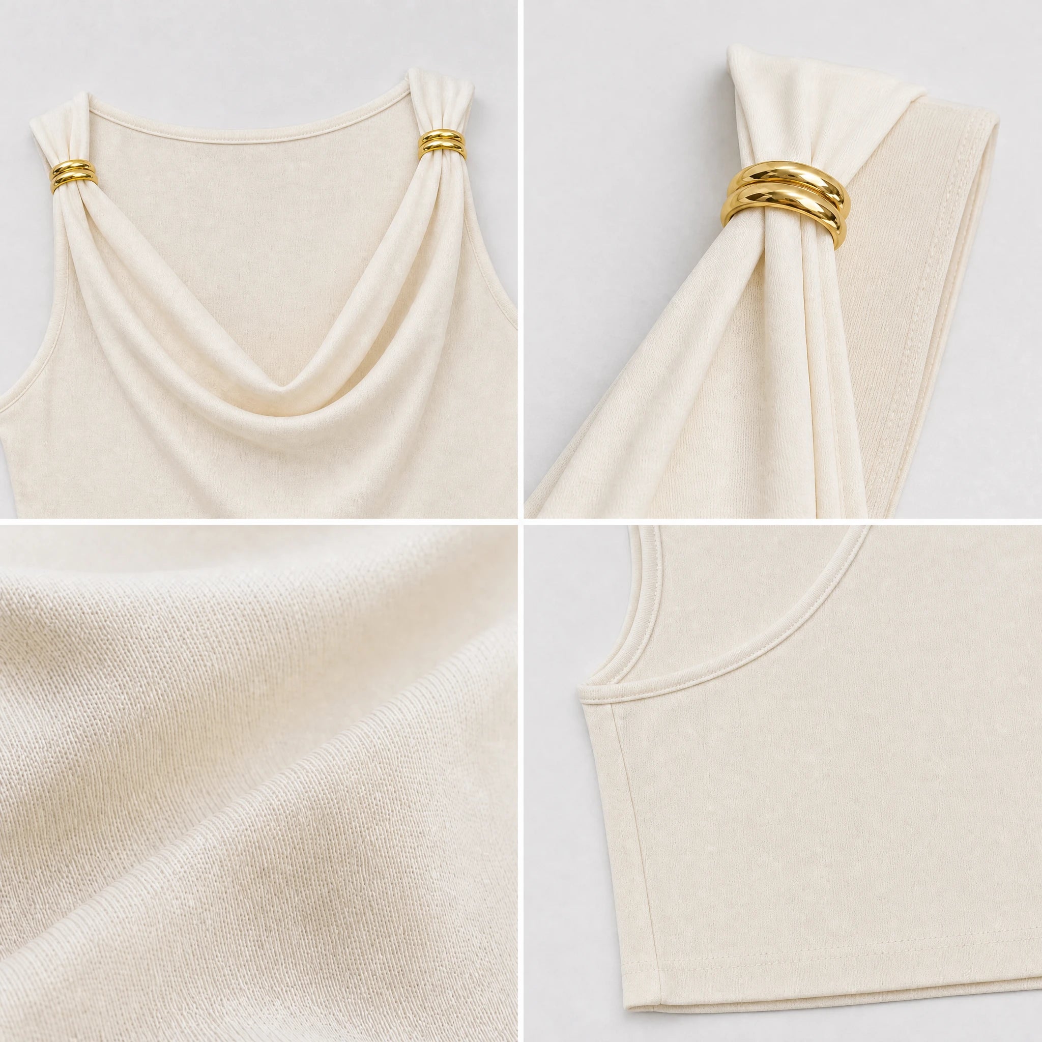 Cowl Neck Ring Detail Top WHD0605063-S-2512107