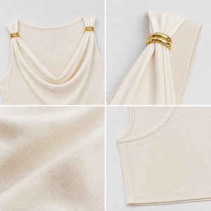 Cowl Neck Ring Detail Top WHD0605063-S-2512107