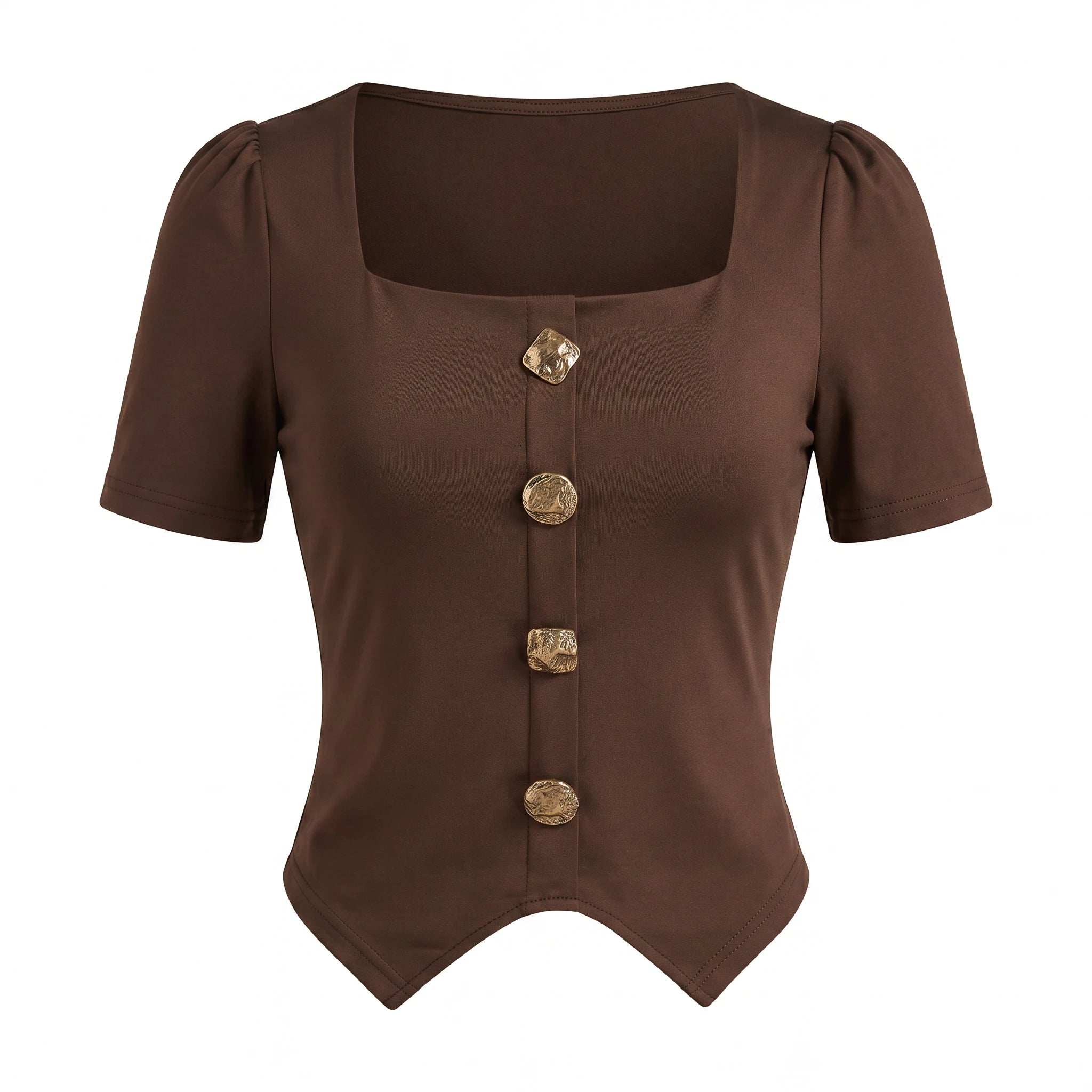 Square Neck Button Detail Top WHD0605064-S-2601190
