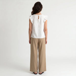 Embroidered Ruffle Sleeve Top WHD0605066-S-251054