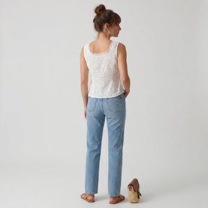 Embroidered Tie Front Tank Top WHD0605067-S-250607