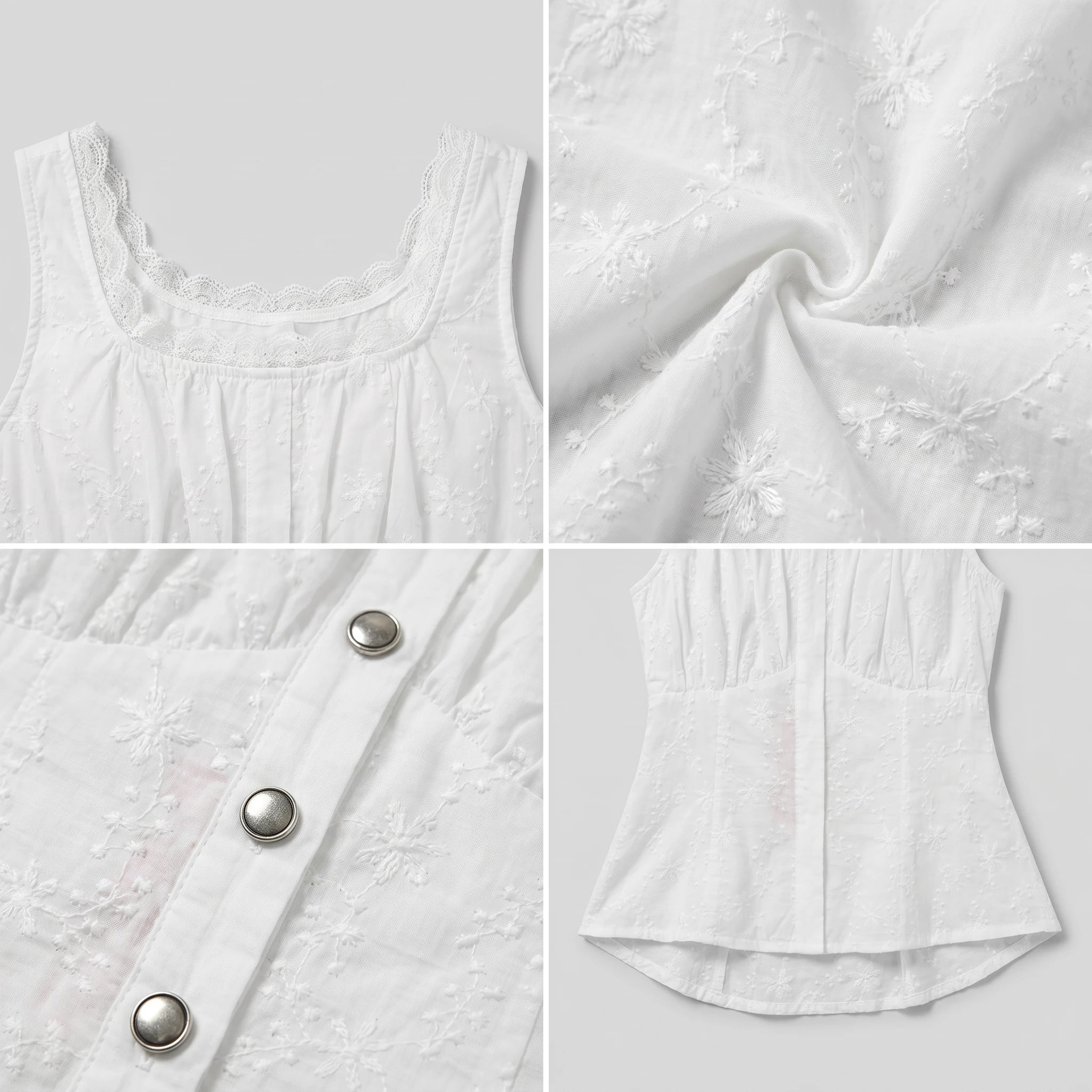 Embroidered Tie Front Tank Top WHD0605067-S-250607