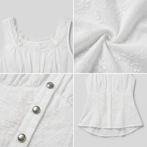 Embroidered Tie Front Tank Top WHD0605067-S-250607
