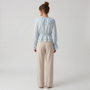 Lace Trim Ruffle Blouse WHD0605069-S-2505100