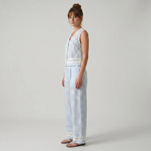 Striped Lace Trim Wide-Leg Set WHD0605071-S-2503210