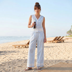 Striped Lace Trim Wide-Leg Set WHD0605071-S-2503210